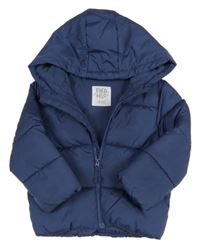 Tmavomodrá šusťáková zimní bunda s kapucí F&F