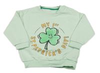 Mintová mikina s trojlístkem a nápisem dunnes