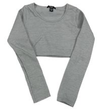 Šedé žebrované crop triko New Look