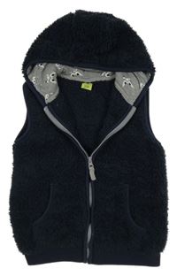 Tmavomodrá chlupatá vesta s kapucí Kiki&Koko