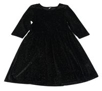 Černé sametové třpytivé šaty Tu