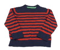 Tmavomodro-červený pruhovaný lehký svetr Mothercare