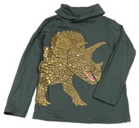 Tmavozelené triko s dinem a rolákem Dopodopo