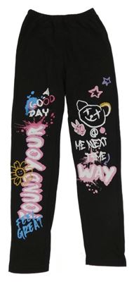 Černé legíny s nápisem a obrázky Shein