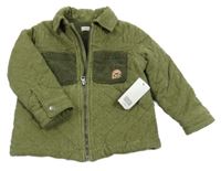 Nové - khaki zateplená manšestrová bunda s kapsami F&F