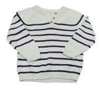 Bílo-tmavomodrý pruhovaný svetr Tu