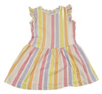 Bílo-barevné pruhované šaty s volánkem Primark