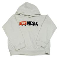 Bílá mikina s logem a kapucí Diesel