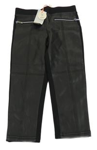 Nové - černé koženkové tregíny se zipy River Island