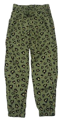 Khaki lehké kalhoty s leopardím vzorem H&M