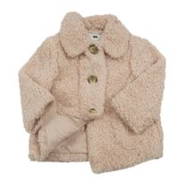 Růžový huňatý podšitý kabát zn. F&F