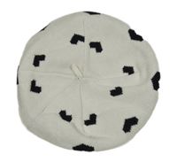 Bílo-černý pletený baret se srdíčky H&M