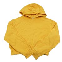 Hořčicová crop mikina s nápisem a kapucí H&M