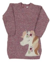 Fialové melírované svetrové šaty s jednorožcem Primark