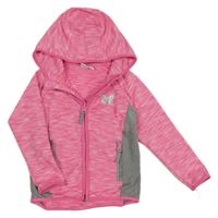 Neonově-růžovo-šedá melírovaná propínací sportovní mikina s kapucí Topolino