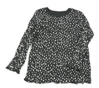 Antracitovo-bílé puntíkaté žebrované triko  