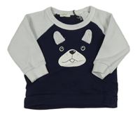 Bílo-tmavomodrá mikina s čumákem Benetton