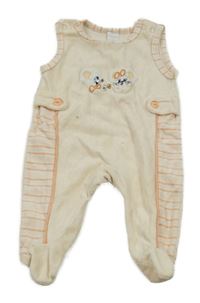 Smetanovo-oranžové sametové dupačky s pruhy a myškami C&A