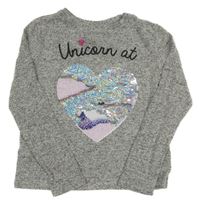 Šedé melírované úpletové triko se srdcem a nápisem Primark