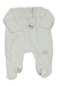 Nové - Bílý puntíkatý sametový overal s výšivkami 