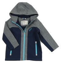 Tmavomodro-bílá melírovaná softshellová bunda s kapucí Topolino