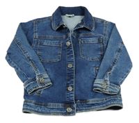 Tmavomodrá tepláková riflová bunda 