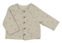 Bílo-růžová kostkovaná mušelínová zateplená propínací mikina s třešněmi George