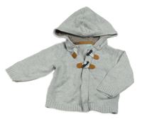 Šedý propínací svetr s kapucí Obaibi