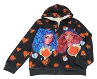 Černá propínací mikina s dívkami a kapucí 