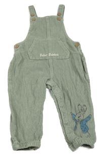 Zelené laclové manšestráky s králíčkem 