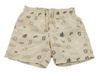 Béžové plážové kraťasy s obrázky 