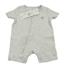 Nové - Světlešedý žebrovaný kraťasový overal s medvídkem F&F