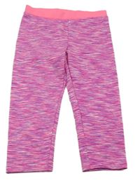 Fuchsiovo-fialovo-bílé melírované sportovní crop legíny H&M