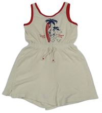 Smetanovo-červený froté kraťasový overal se Stitchem Zara