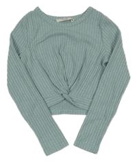 Světlemodrý žebrovaný úpletový crop svetr George