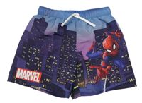 Tmavomodro-fialové plážové kraťasy se Spidermanem H&M