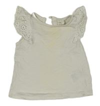 Bílý top s volánky s madeirou H&M