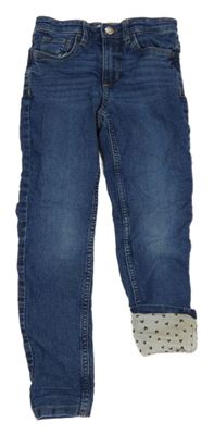 Tmavomodré podšité skinny rifle H&M