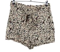 Dámské bílo-hnědo-černé vzorované volné kraťasy s páskem Primark 