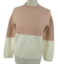 Dámský světlerůžovo-bílý vzorovaný svetr Papaya 