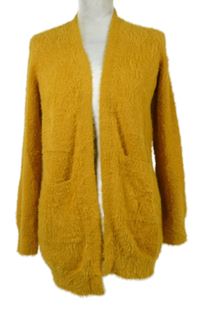 Nové - Dámský okrový chlupatý svetrový cardigán F&F