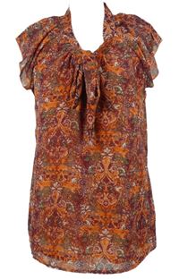 Dámská červeno-oranžová vzorovaná šifonová halenka Laura Torelli