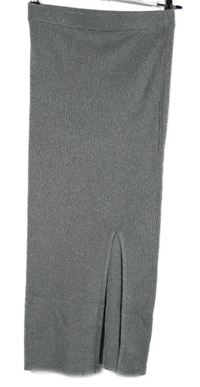 Dámská stříbrná třpytivá pletená midi sukně Zara 