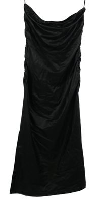 Nové - Dámské černé potažené šaty bez ramínek 