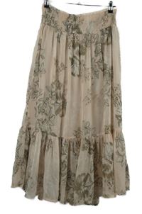 Dámská světlerůžová květovaná šifonová midi sukně 