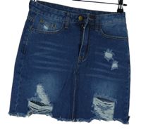 Dámská tmavomodrá riflová sukně s prošoupáním Shein 