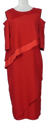 Dámské červené midi šaty s volnými rameny Principles 