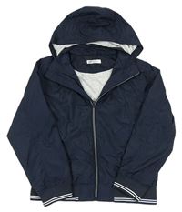 Tmavomodrá šusťáková podzimní bunda s kapucí H&M
