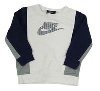 Bílo-tmavomodro-šedá mikina s logem Nike