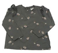 Šedé květinové triko H&M